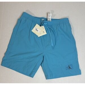Calvin Klein UPF 50+ Drawstring Waist Core Volley Monogram Swim Shorts Small NWT
